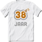 38 Jaar Feest T-Shirt | Goud - Zilver | Grappig Verjaardag Cadeau Shirt | Dames - Heren - Unisex | Tshirt Kleding Kado | - Wit - L