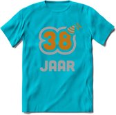 38 Jaar Feest T-Shirt | Goud - Zilver | Grappig Verjaardag Cadeau Shirt | Dames - Heren - Unisex | Tshirt Kleding Kado | - Blauw - L