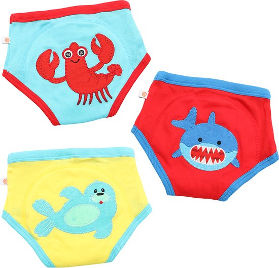 Zoocchini set van 3 oefenbroekjes - 100% organic katoen - Ocean Pals - Jongens - 2-3 jaar