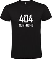 Zwart T-shirt ‘404 Not Found’ Wit Maat XS