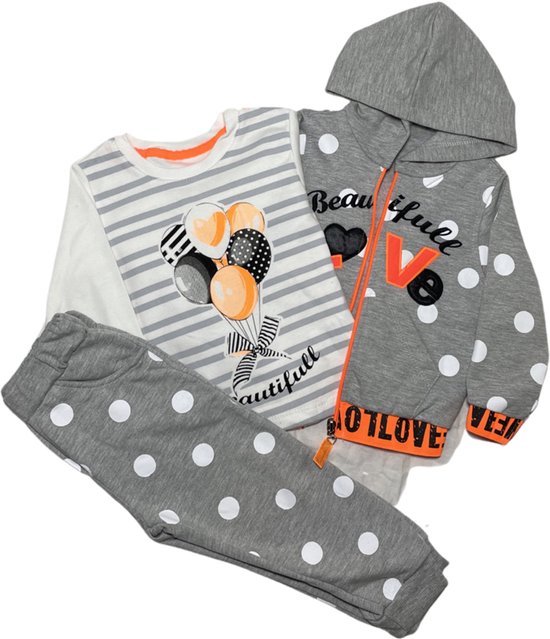 Foto: Baby kledingset 3 delig joggingbroek hoodie en t shirt lange mouw beautiful