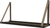 Handles and more -  Stalen wandplank zwart 70cm + leren plankdragers Taupe
