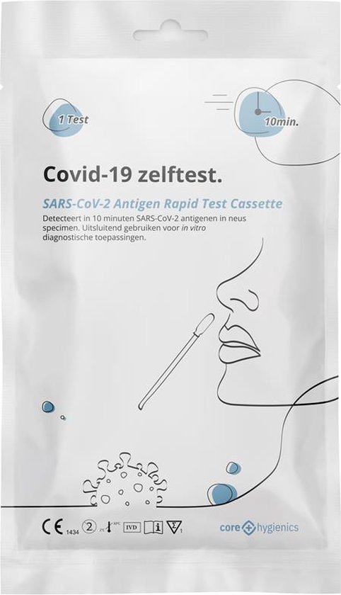 Zelftest Corona voor Covid 19 – Antigeen Snel Test voor thuis - 1 stuk - Los verpakt - Core Hygienics