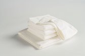 MAROYATHOME - UNO - Badtextielset - 3 handdoeken 50x100 cm, 1 badlaken 70x140 cm, 1 GRATIS haarhanddoek 26x54 cm - Biologisch en Fairtrade katoen - Off White
