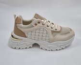 Dames - Sneakers - Kunstleer- Beige White- Maat 41