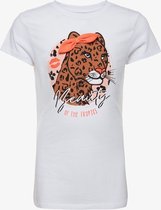 TwoDay meisjes T-shirt met tijgerkop - Wit - Maat 146/152