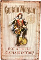 METALEN WANDBORD - CAPTAIN MORGAN RUM - COCKTAIL - BACO - RECLAMEBORD - MUURPLAAT - VINTAGE - RETRO - WANDDECORATIE -TEKSTBORD - DECORATIEBORD - RECLAME  - NOSTALGIE - RUM - 30 x 20 cm