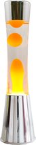 i-Total Lavalamp - Lava Lamp - Sfeerlamp - 40x11 cm - Glas/Aluminium - 30W - Wit met gele Lava - Zilver - XL1771