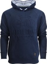 Fox Originals Hoodie Biketown Heren & Dames Amsterdam Capuchon Trui Katoen Marine blauw M