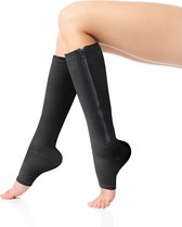 Comfy Socks - Steunkousen met Rits - Zwart L/XL