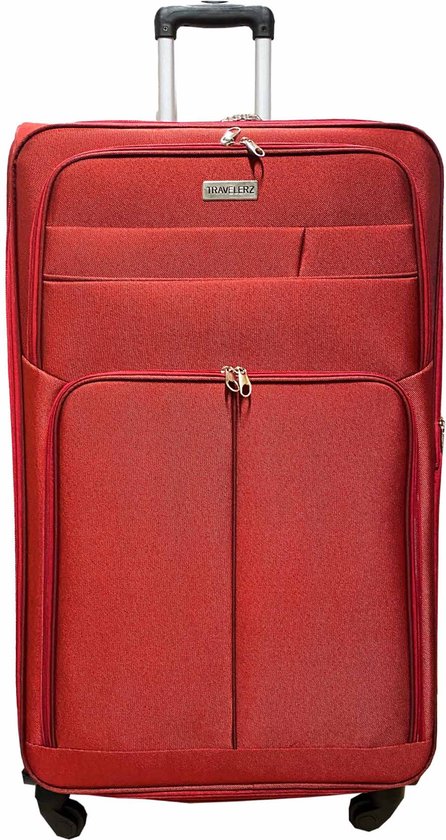 Reiskoffer met wielen softcase 139 liter - met cijferslot - expender - voorvakken - rood