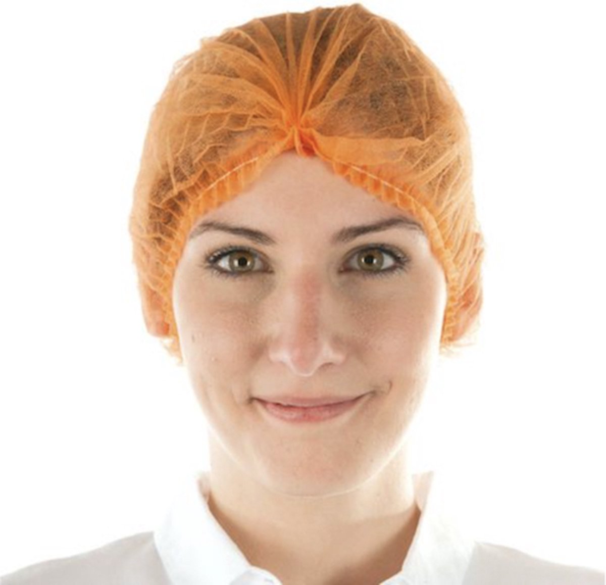 Wegwerp haarnet / per 100 stuks/ oranje / wokkel non-woven / polypropyleen