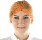 Set van 100 stuks disposable haarnet wokkel non-woven polypropyleen oranje