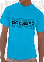 DOESBIER heren t-shirt - Azuur blauw met zwart - Maat 3XL - korte mouwen - grappige teksten - leuke shirtjes - humor - quotes - kwoots - kado - cadeau - Mag ik bestellen