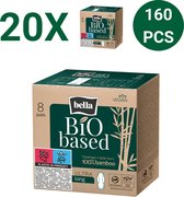 Bella Maandverband Bio Based Ultra Maxi 100% Bamboe Vegan (8 stuks in 1 pak), pak van 20, Biogebaseerd, milieuvriendelijk, gemaakt met bamboe, Voordeelverpakking - 160 stucks