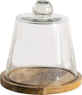 Clayre & Eef Stolp Ø 20*20 cm Transparant Hout, Glas Glazen Stolp