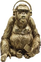 Gorilla beeld decoratie ,  Gorilla music deco object gold , 27.5X25.5X35.5 CM