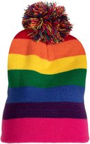 Regenboogmuts - Verkleedhoofddeksel - Verkleedaccessoires - Verkleedkleding - Volwassenen - Gay pride - Dames - Heren - Gebreid - Acryl - multicolor