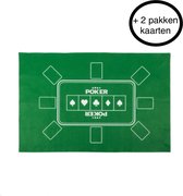 Poker Speelmat - 60 x 90cm - Pokerset - Tafels - Incl. 2 Pak Pokerkaarten