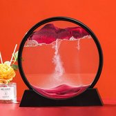 Artick Bewegende Zandkunst - 3D Landschap - Decoratie In Glas - Sand Art - Cirkel - 18 cm - Rood
