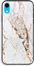 Case Company® - iPhone XR hoesje - Goud marmer - 100% Biologisch Afbreekbaar - Duurzaam - Biodegradable Soft Case - Milieuvriendelijke Print op Achterkant - Zwarte Zijkanten - Bescherming Ove