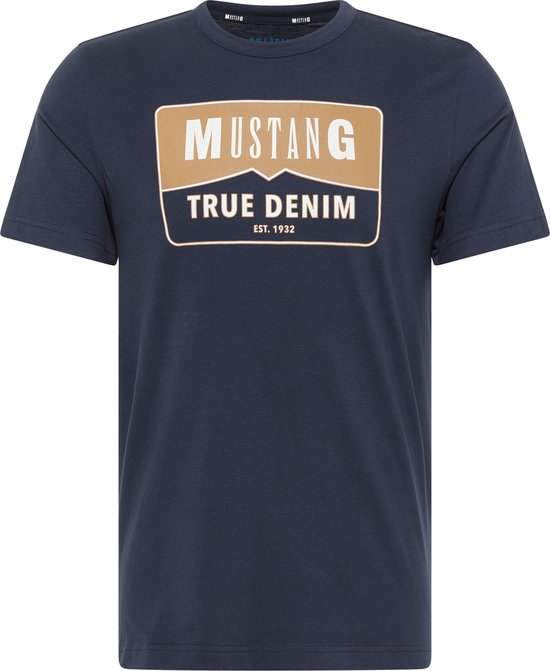 Mustang T-shirt donkerblauw met logo - maat M