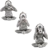 Zilveren aapjes horen , zien , zwijgen - groot model 22 cm