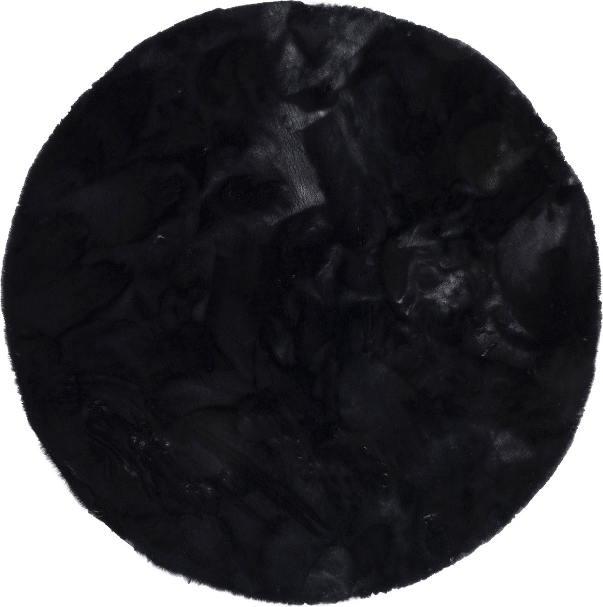 Pergamon Luxe Super Zachte Bont Vloerkleed Tapijt Plush Rond Zwart