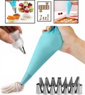 16 Delige Slagroomspuit met 14 Spuitmondjes - Patisserie Set - Herbruikbaar - Garneerspuit - Decoratie - Taart - Gebak - Cupcake - Cake - Slagroom Spuitzak - Pastry Kit - Whipped C