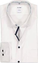 OLYMP Tendenz modern fit overhemd - wit poplin (contrast) - Strijkvriendelijk - Boordmaat: 40
