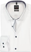 OLYMP Level 5 body fit overhemd - wit poplin (contrast) - Strijkvriendelijk - Boordmaat: 40