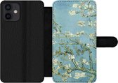 Bookcase Geschikt voor iPhone 12 telefoonhoesje - Amandelbloesem - Van Gogh - Kunst - Met vakjes - Wallet case met magneetsluiting