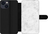 Bookcase Geschikt voor iPhone 13 Mini telefoonhoesje - Marmer print - Patronen - Luxe - Met vakjes - Wallet case met magneetsluiting