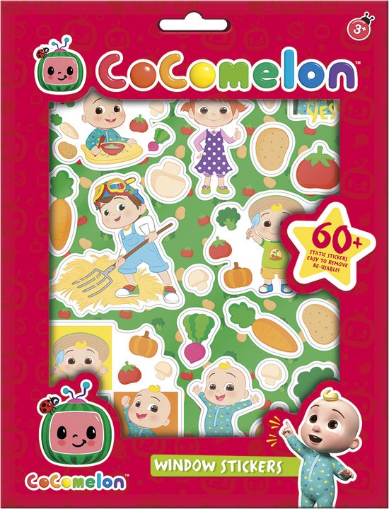 CoComelon raamstickers, niet permanente verplaatsbare stickers met speelachtergrond - Bambolino Toys