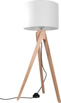 Trend24 Staande Lamp Legno 1 - E27 - Natuurlijk Hout / Wit