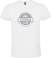 Wit  T shirt met  " Member of the Vodka club "print Zilver size XXL