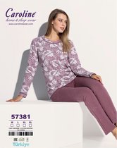 Caroline Dames Pyjama Set, Home&Sleep Wear, Donker Roze, Maat XL, Hoge Kwaliteit