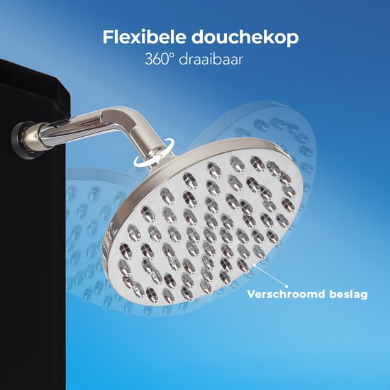 LifeGoods Buitendouche - Solar - Tuindouche - 360° Draaibare Douchekop - 35L - Zwart