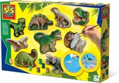 SES - Gieten en schilderen - Dinowereld - sneldrogend - met vormpjes, gips, verf, penseel, spatel en sponsje