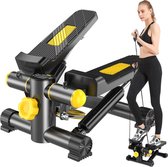 Mini Stepper - Stepapparaten-  Fitnessapparaten - met Elastic Touw/Vloermatten/Digitaal scherm- voor Thuis Kantoor Gewichtsverlies Fitness -zwart geel