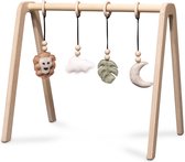 Houten babygym | Massief houten speelboog met jungle hangers - blank | toddie.nl