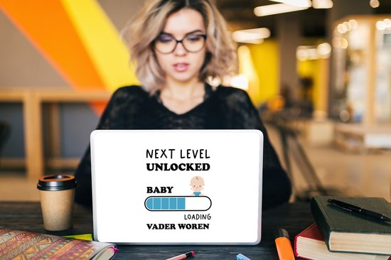 Autocollant pour ordinateur portable - 13,3 pouces - Proverbes - Niveau suivant débloqué : bébé. Loading devenir père - Citations - Papa