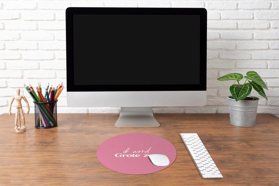 Muismat rond 40x40 cm - Mousepad Grote zus - Zussen - Ik word Grote zus - Quotes - Spreuken - Ronde muismatten