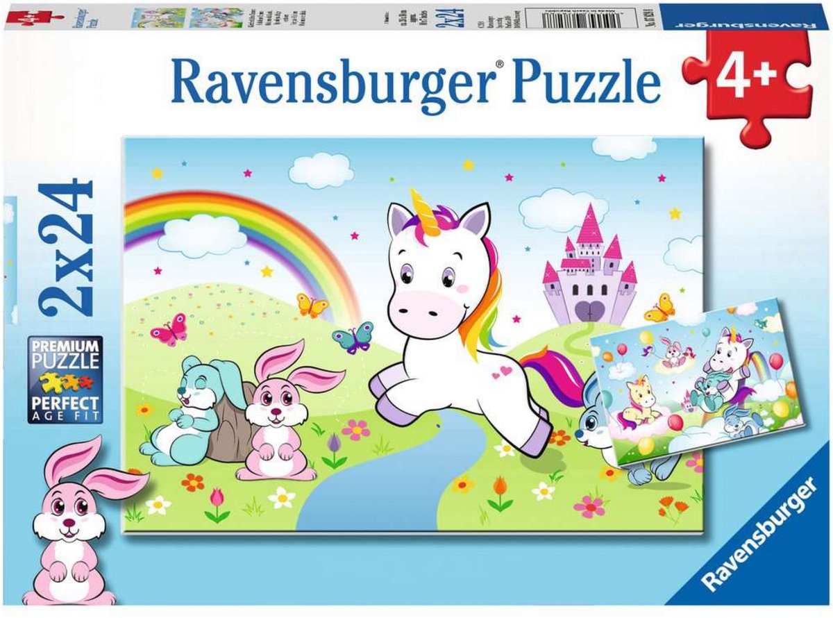 Ravensburger puzzel Sprookjesachtige eenhoorn - 2x24 stukjes - kinderpuzzel