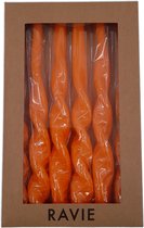 Ravie - Gedraaide diner kaarsen set 6 stuks - Oranje