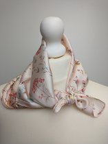 Dames neksjaal Sumara gebloemd motief perzik blauw groen geel rood roze bruin wit