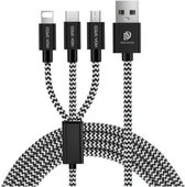Dux 3 in 1 oplaadkabel - USB C Snellader Kabel 1.2 Meter - usb kabel micro usb - usb kabel samsung - usb kabel iphone - Apple Lightning / USB-C / Micro-USB  - iPhone oplaadkabel -
