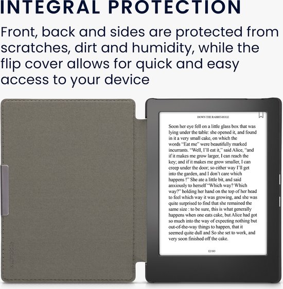 kwmobile e-reader hoesje geschikt voor Kobo Aura H2O Edition 1 hoes - Ereader flip case met standaard - Kunstleren e reader cover - Brushed Hart design in grijs van Merkloos — afbeelding 4