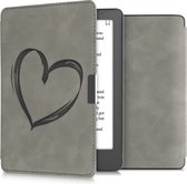 kwmobile e reader hoes geschikt voor Kobo Aura Edition 2 - Case van kunstleerleer - Brushed Hart design - In grijs