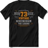 73 Jaar Legend T-Shirt | Goud - Zilver | Grappig Verjaardag Cadeau | Dames - Heren | - Zwart - XL